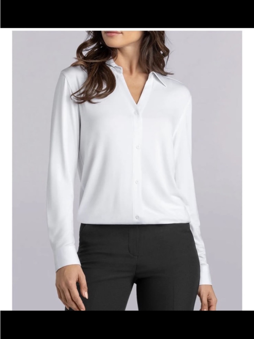 Buttercloth Icy Bamboo Pre-Tucked Fit Long Sleeve Button Up Shirt White Medium